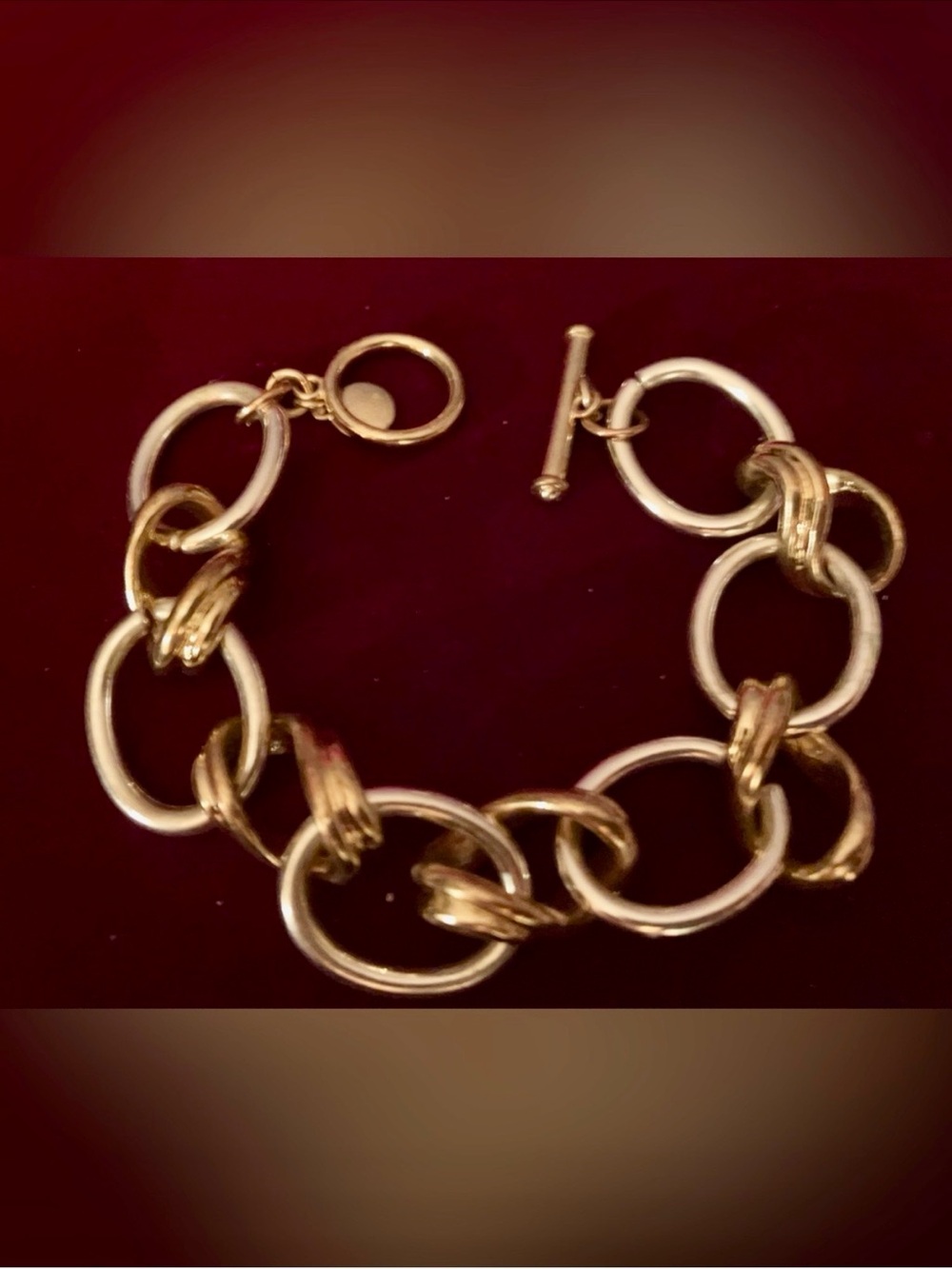 New David Yuman Style Gold & Silver Link Circle Toggle Bracelet In Box